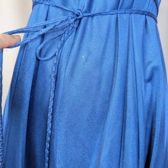 70s Vintage René Blue Satin Lace Nightgown & Robe Set 1970s Glam Lingerie - Picture 11 of 16
